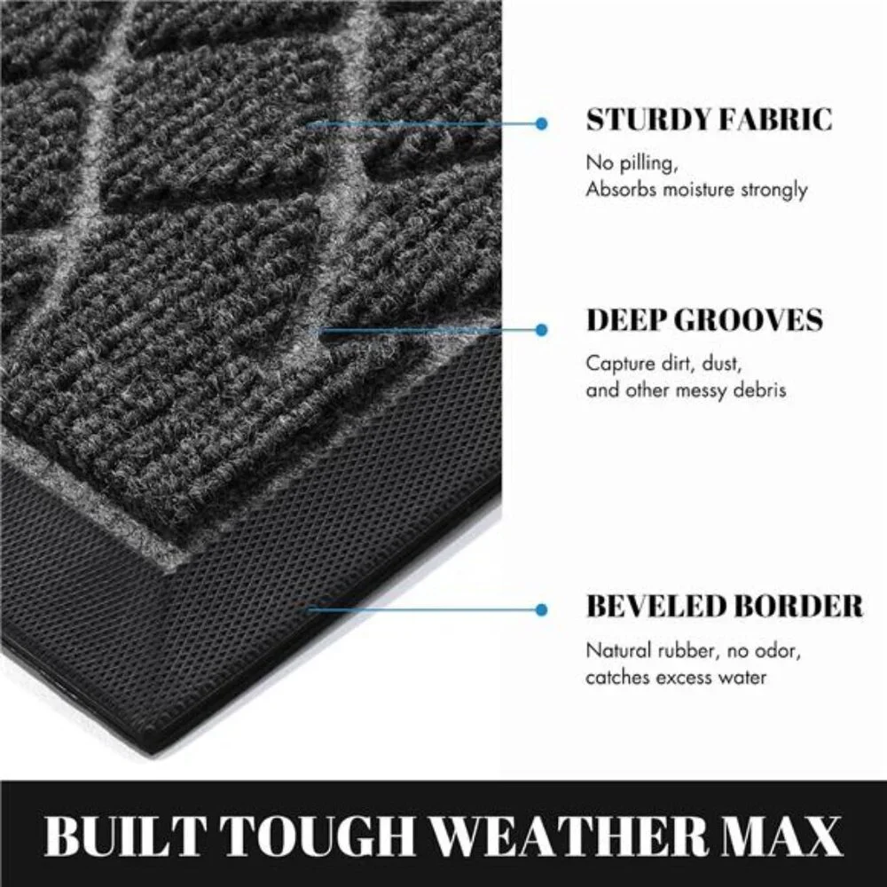 Front Door Mats, Heavy Duty Water Absorbent Mud Resistant Easy Clean Entry